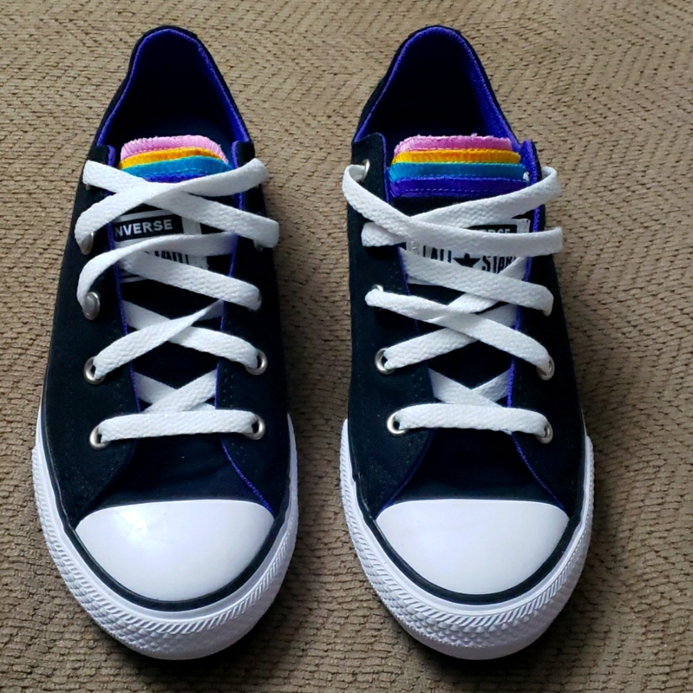 Converse Youth size 3 with multiple colored tongue